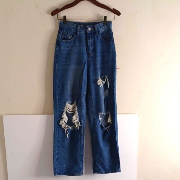 Distressed Blue Jeans - Picture 1 of 16